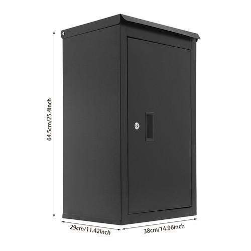 Carbon Steel Parcel Drop Box Wall-Mounted Package Delivery Box Mail Box with Key