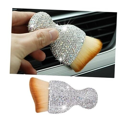 Auto Interior Dust Brush, Car Detailing Cleaning Brush with Diamond, White