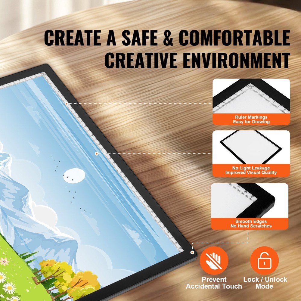 [New]]Light Board, A3 LED Light Pad with 6 Level Dimmable Brightness, Rechargeab