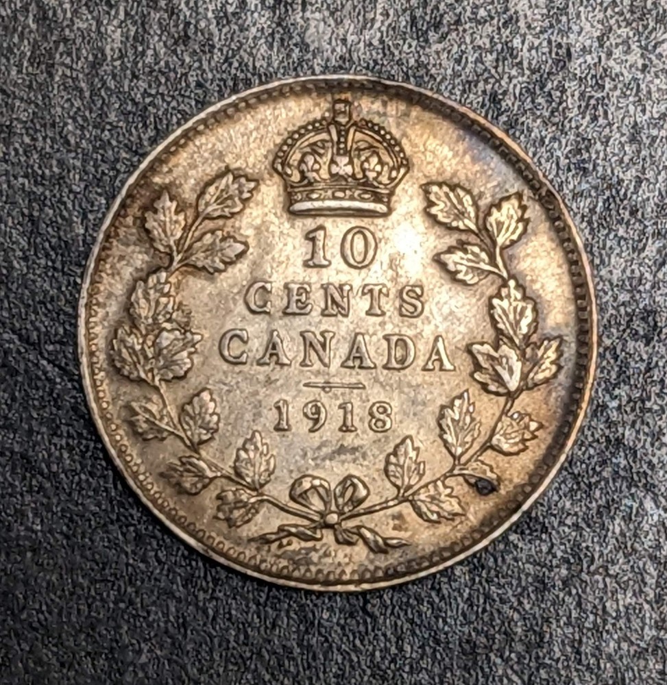 1918 Canada Silver 10 Cents George V