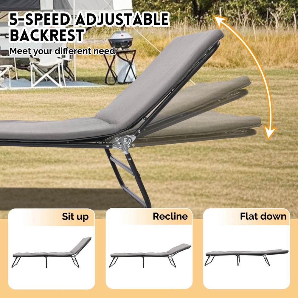 5-Angle Adjustable Folding Camping Cot for Adults Camping Cot Heavy Duty Outdoor