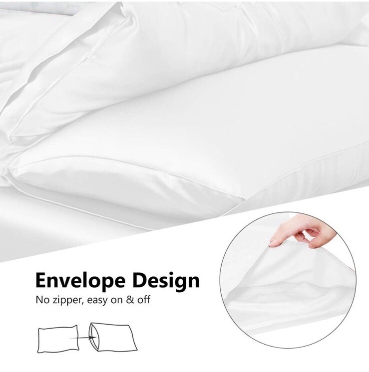 Adubor Satin Pillowcase 2 Pack Silky (White, 20''x26'')