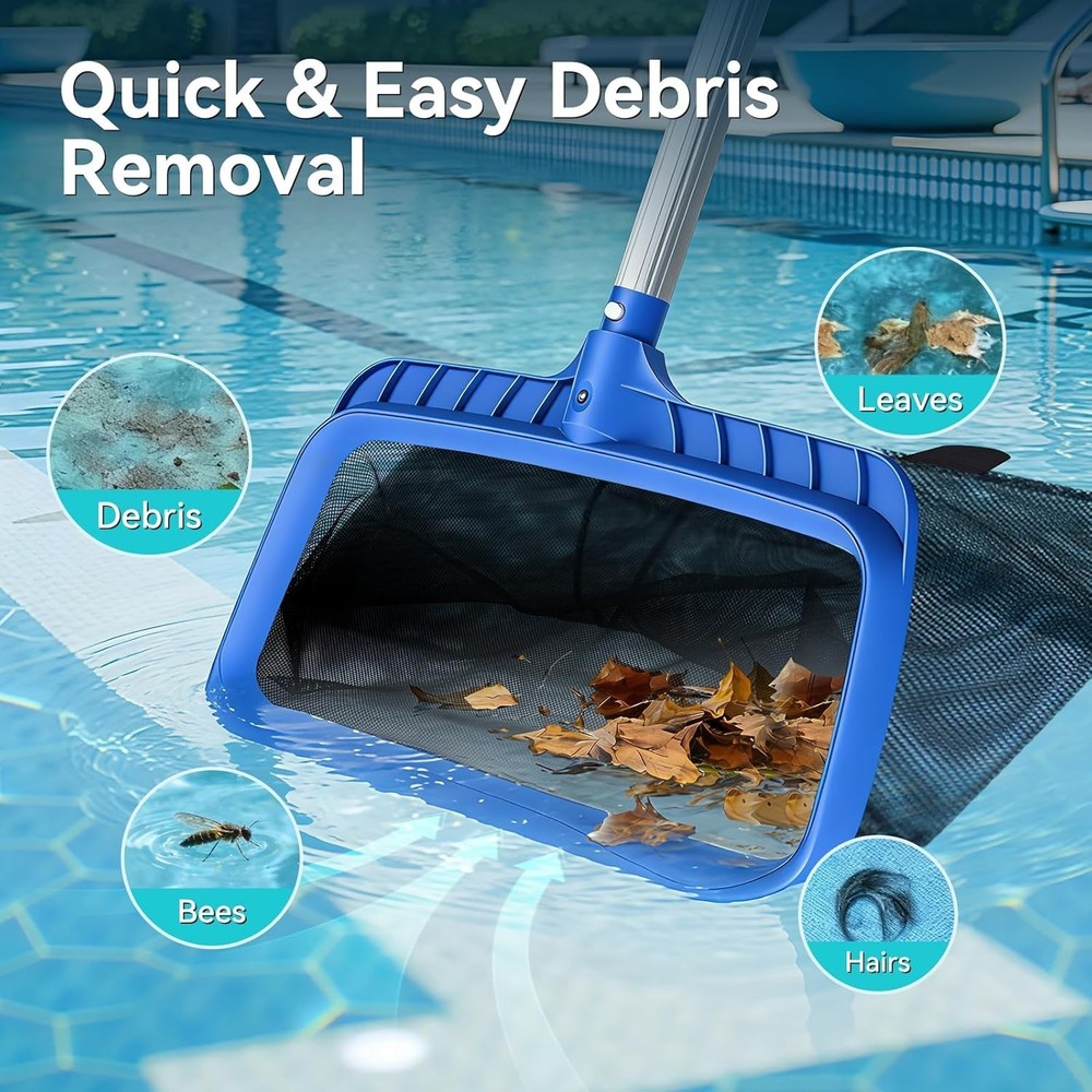 Heavy Duty 2-Pack Pool Leaf Skimmer Net Deep Bag Durable Frame Fit Standard P...