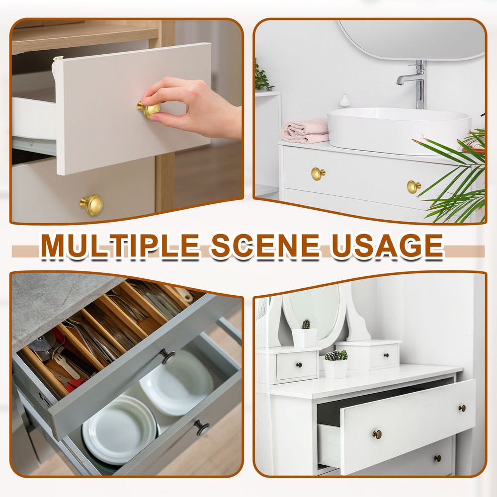 8 Pcs Stainless Steel Knobs, Single Hole Pull with Screw, 27mm Silver