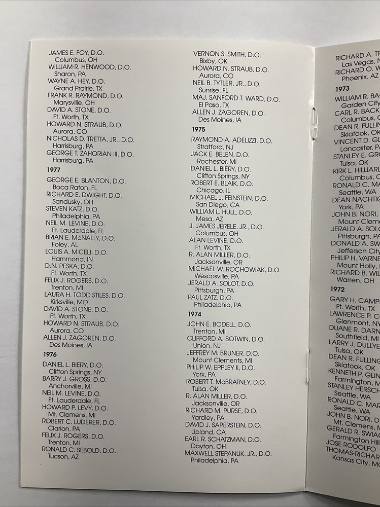 1991 National Osteopathic Foundation Mead Johnson Awards Breakfast Program Menu