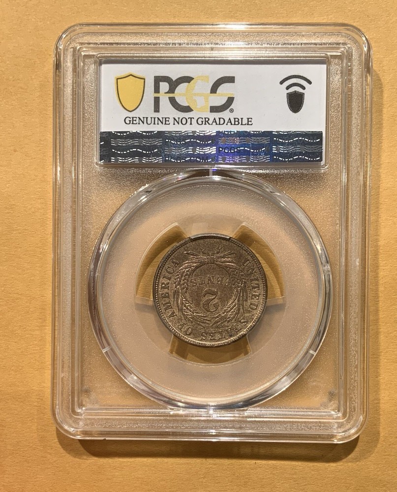 1864 2c Two Cent Piece PCGS UNC Detail Large Motto