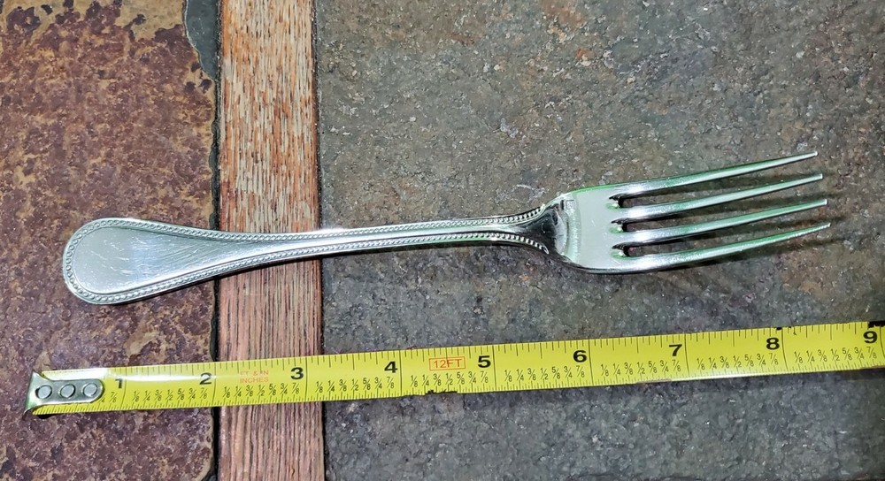 VTG FRANCE 🇫🇷 MADE BEEDED SILVERPLATED LARGE DINNER 🍽 FORK