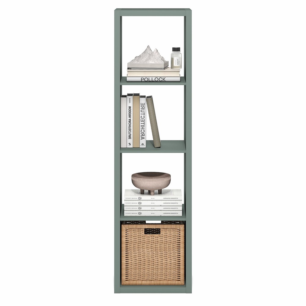 Furinno CUBICLE 4-Cube Thick Frame Reversible Open Back Bookcase Sage Green