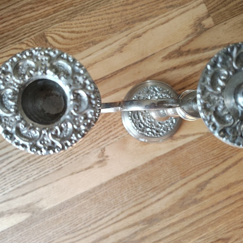 Towle Silver Plate 3 Arm Embossed Candleabra