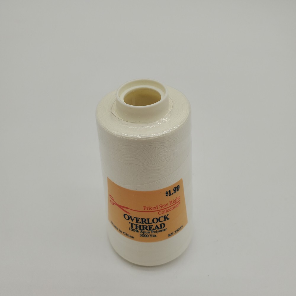 Overlook Thread Cone 3000 yds 100% Polyester White Natural
