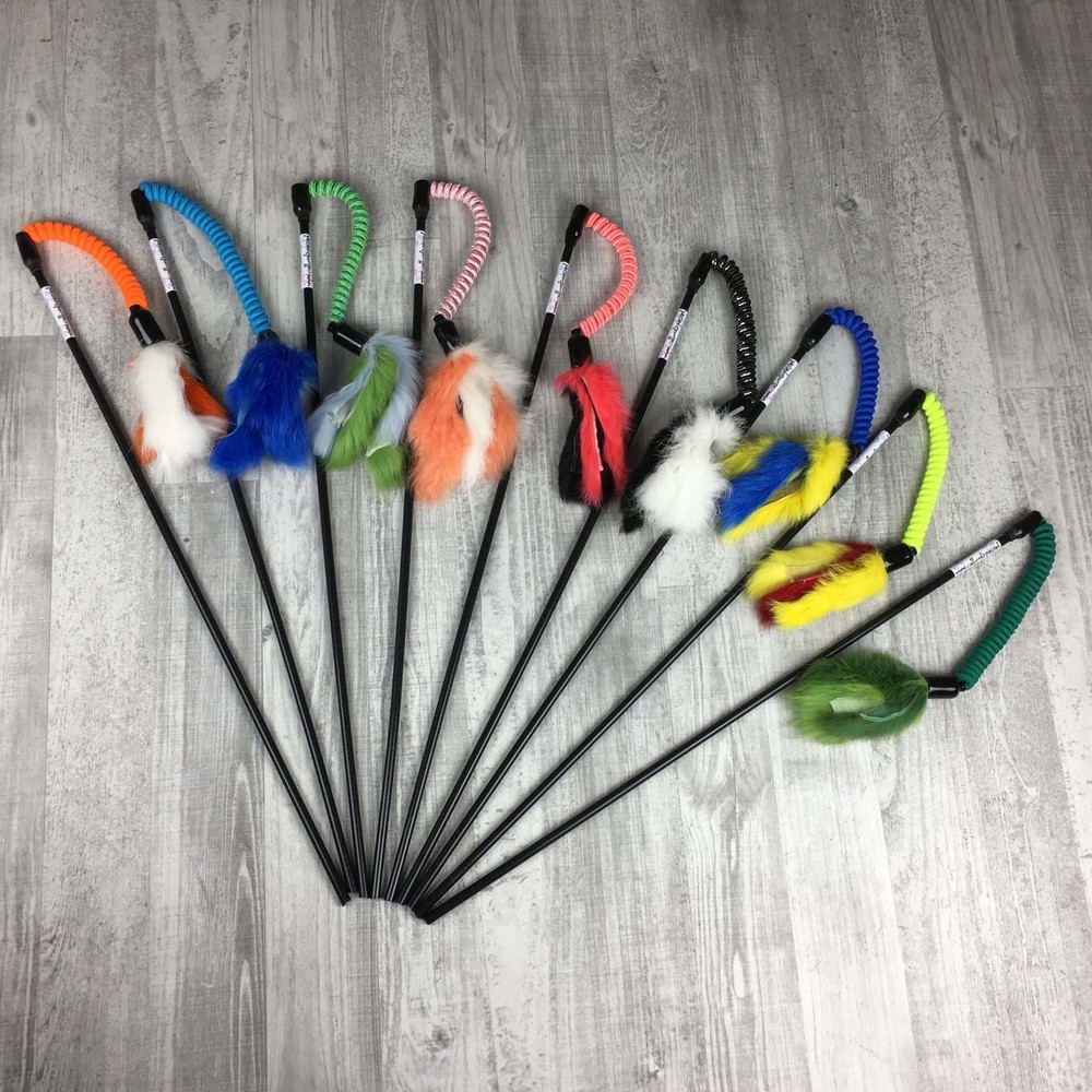 Jumping Rabbit Fur Teaser Wand Cat Toy