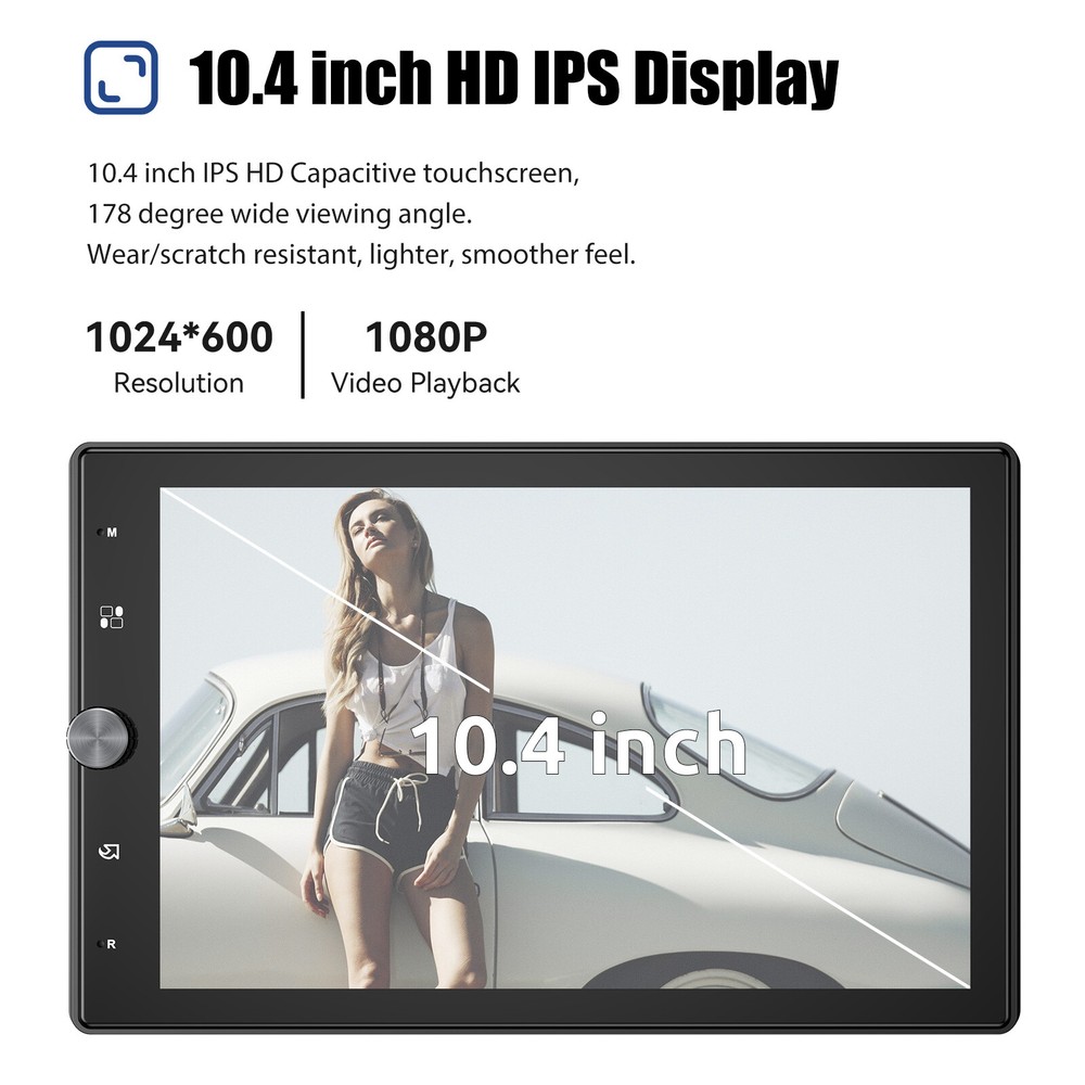 10.4" Single DIN Rotatable Wireless Carplay Android Auto Radio Car Stereo Camera