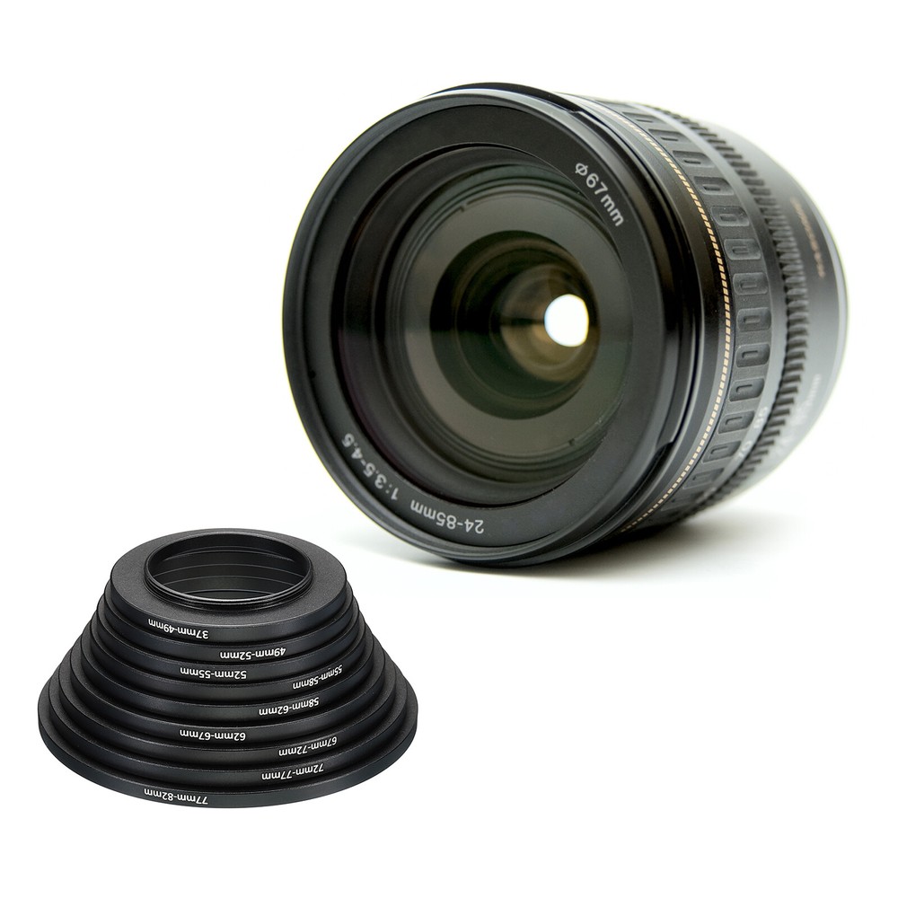 Step Up Rings Set, 9 Pack Lens Filter Adapter Ring for Camera Lenses, Black