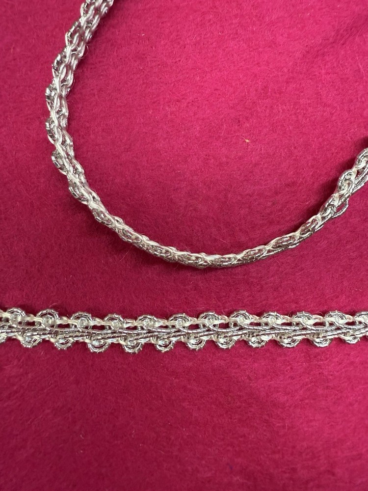 Vintage Silver Tone Metallic Thread 1/4" Braid - 3 Yards