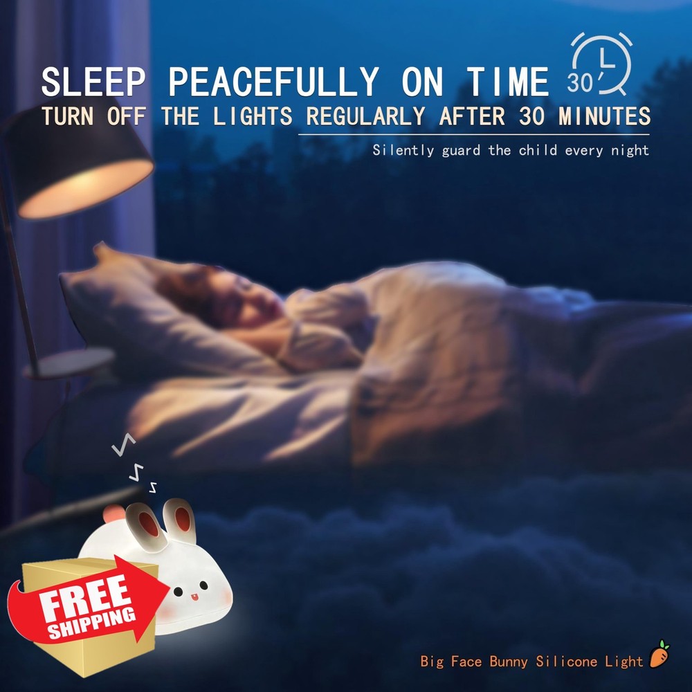 Squishy Bunny Night Light Kids Silicone Lamp Timer Dimmable Touch