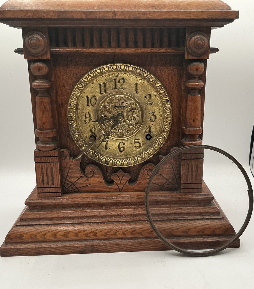 Antique Ingraham Eclipse Cabinet Clock, 1885 Patent Regulator