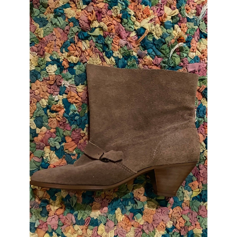 Slouchy Suede Ankle Boots with Low Cone Heel