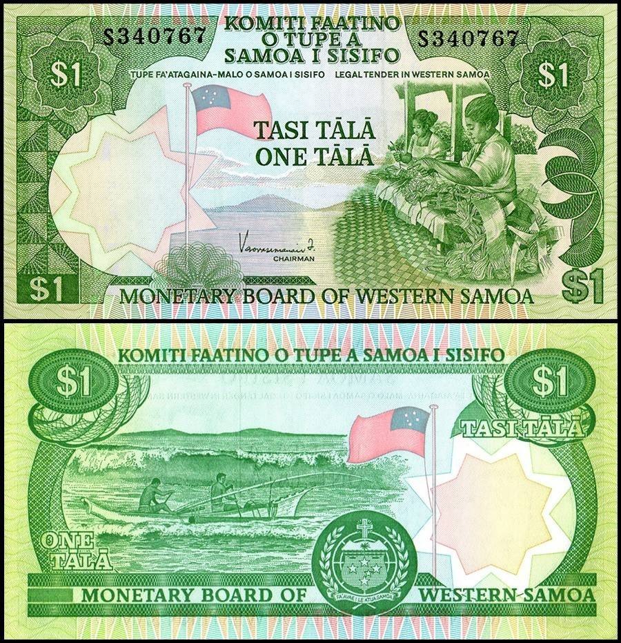 Western Samoa 1 Tala, 2000 ND, P-19CS, UNC, Prefix S, Modern Reprint