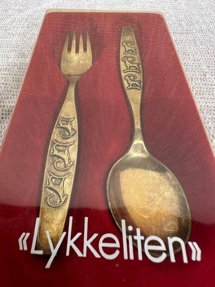 David Andersen 830S Baby Spoon Fork Set Bukkene Bruse Box 039-2
