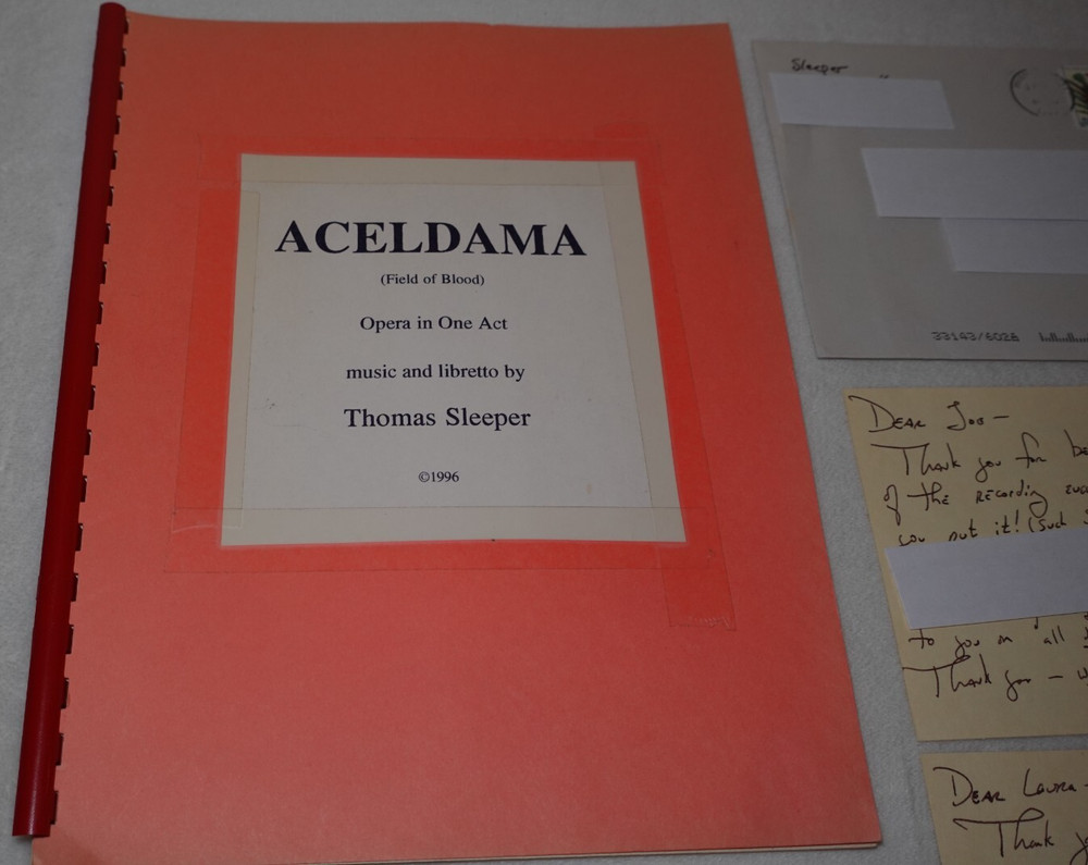 Thomas Sleeper Signed Handwritten Notes & Script 1996 Conductor Composer Miami