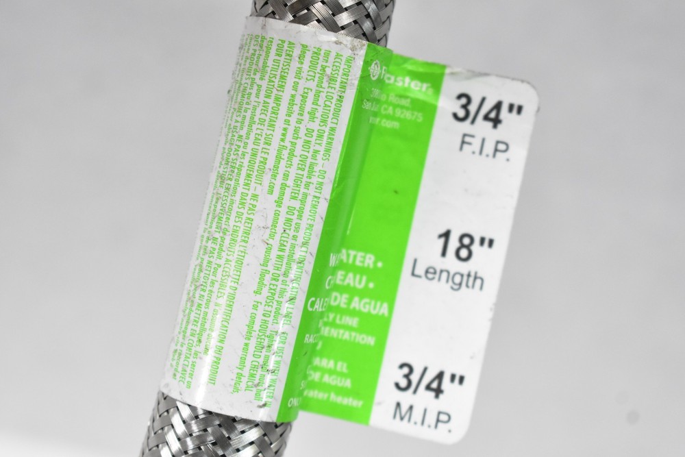 High Flexible Water heater Connector 3/4" MIP x FIP Stainless Steel Nickel