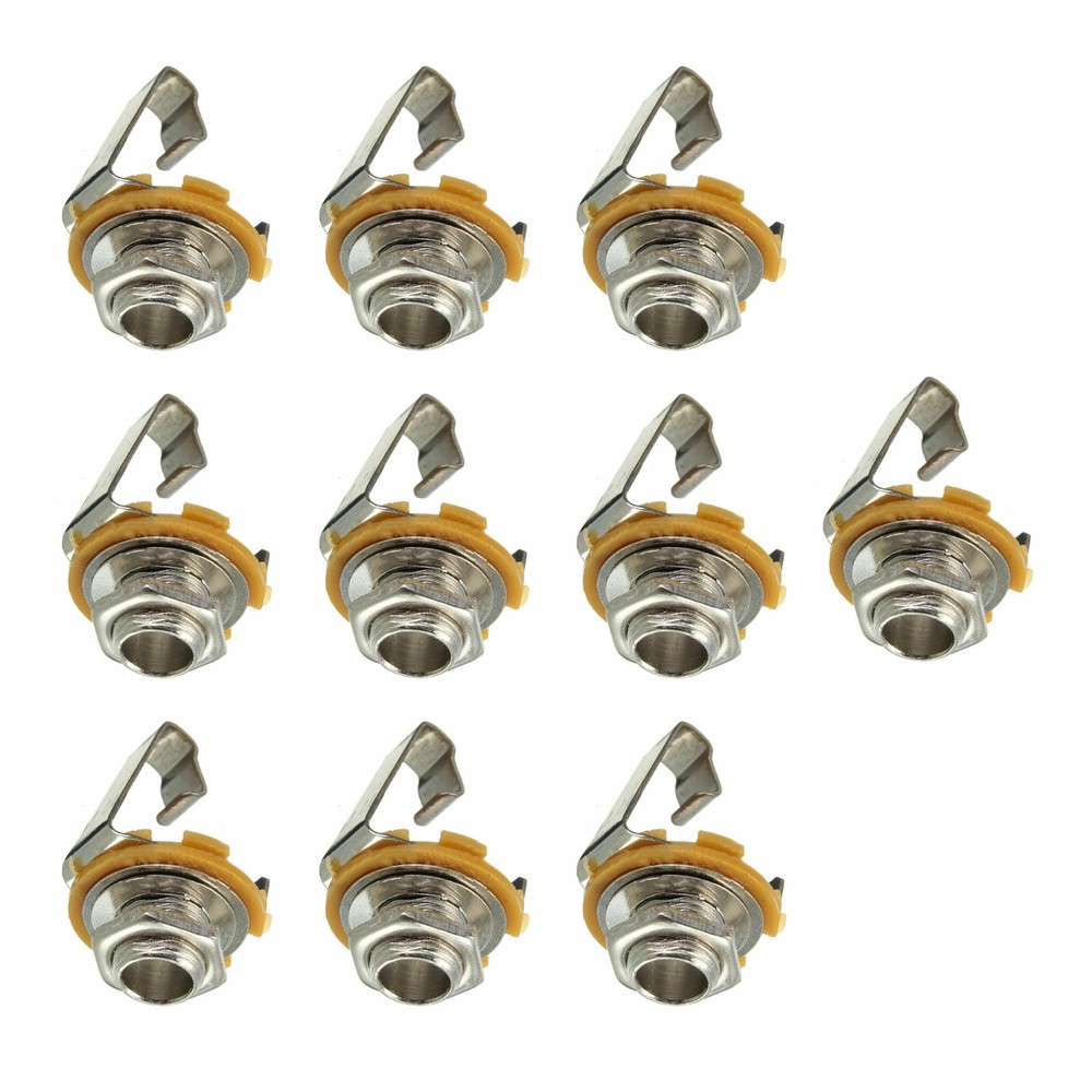 10pcs/Set Mono 1/4" 6.35mm ID Socket Jack Connector Panel Mount Guitar Plate NEW