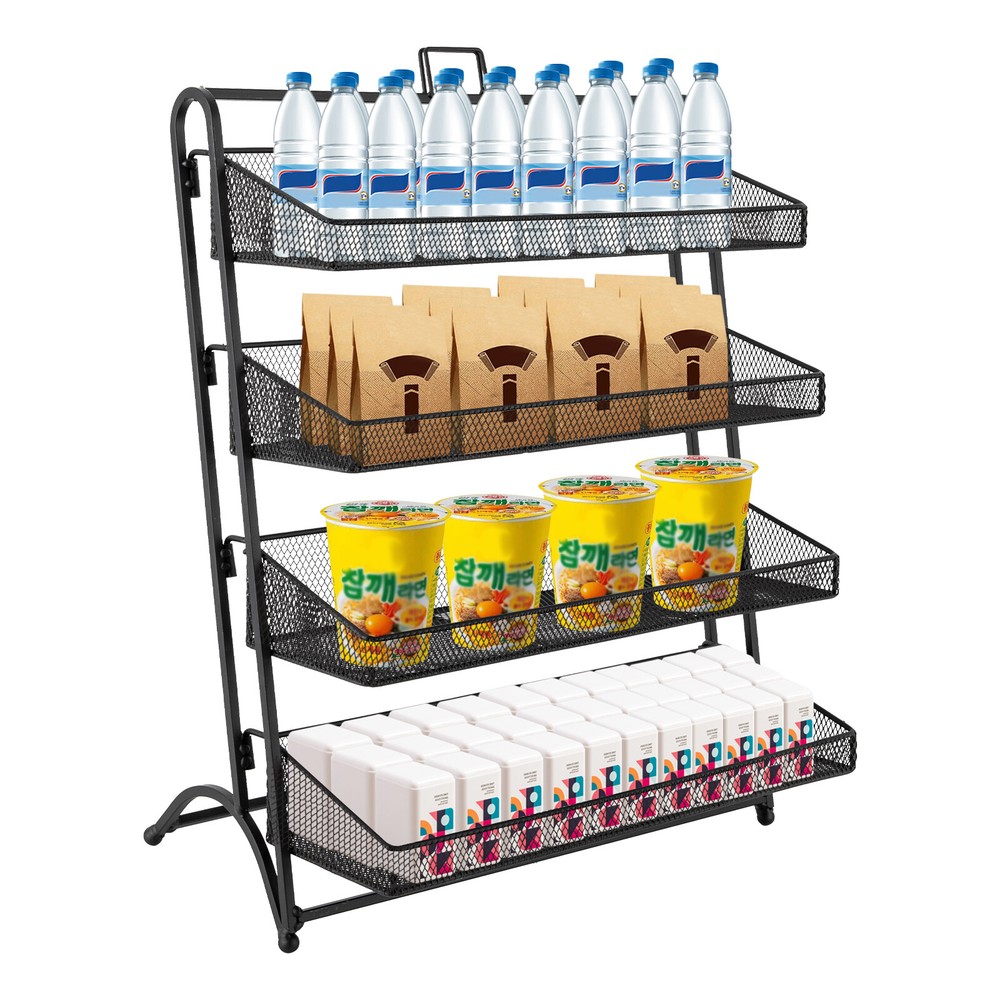 4-Tier Iron Snack Display Rack - Durable & Stylish Organizer for Retail