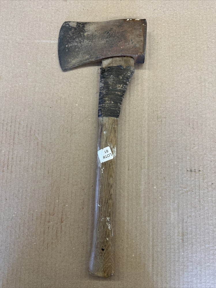 Vintage Unmarked As Found Camp Axe With Wood Handle 19”