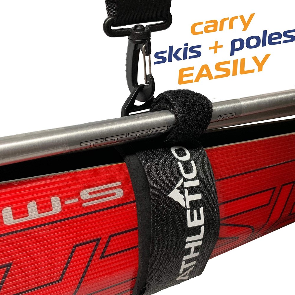 Athletico Ski Strap & Pole Carrier - Adjustable Cushioned One Size, Black