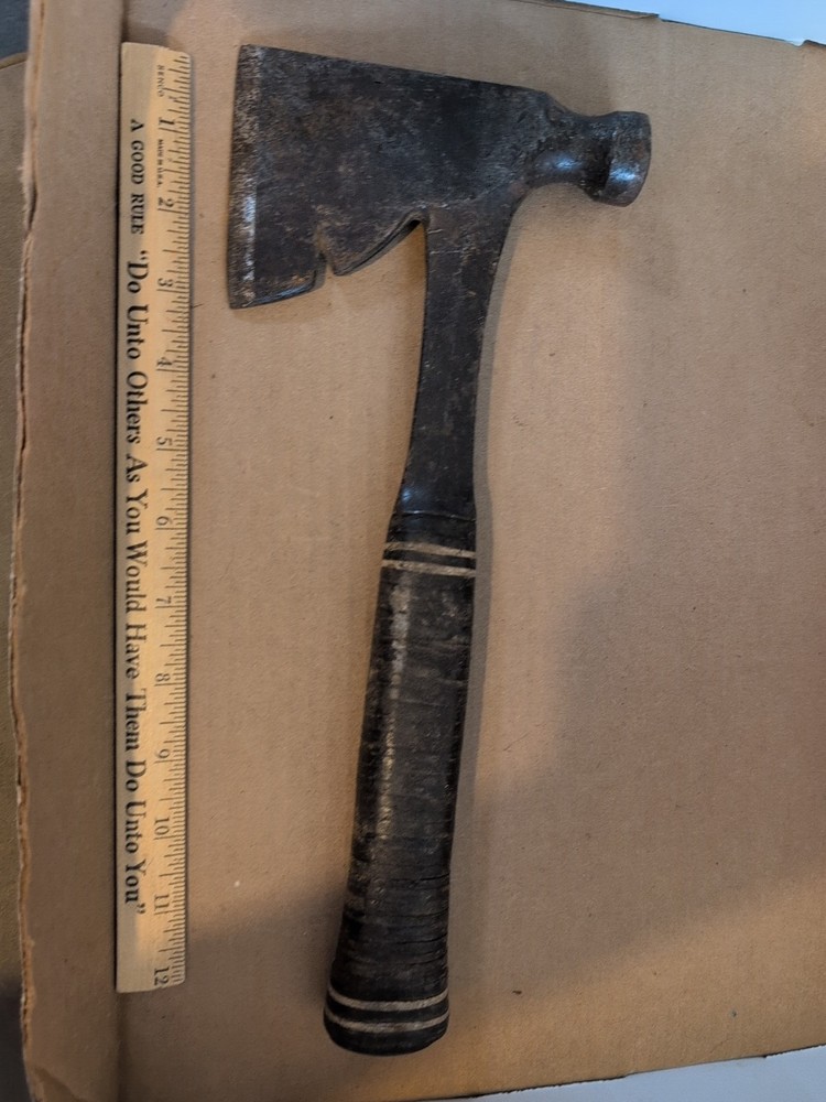 Vintage ESTWING? Hatchet Axe Leather Handle Hammer Multi Tool