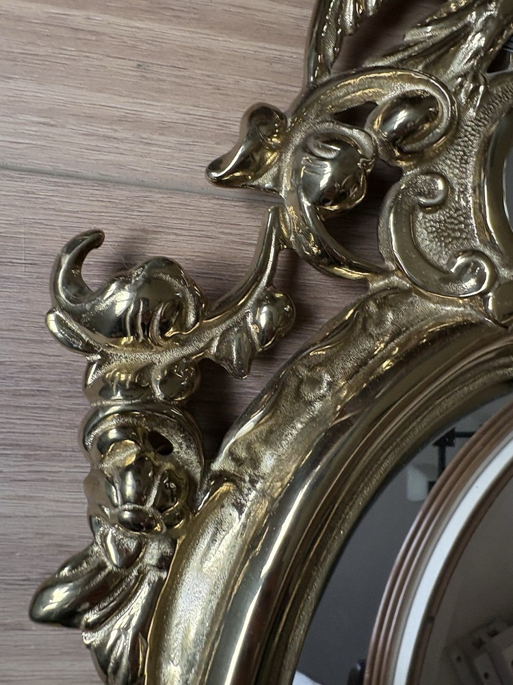 CIVIL WAR ERA SOLID BRASS EAGLE FEDERAL SHIELD MIRROR FRAME VINTAGE