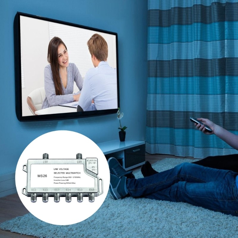 Alloy 2 Input 6 Output Satellite Signal Switcher For Multiple Receiver Systems