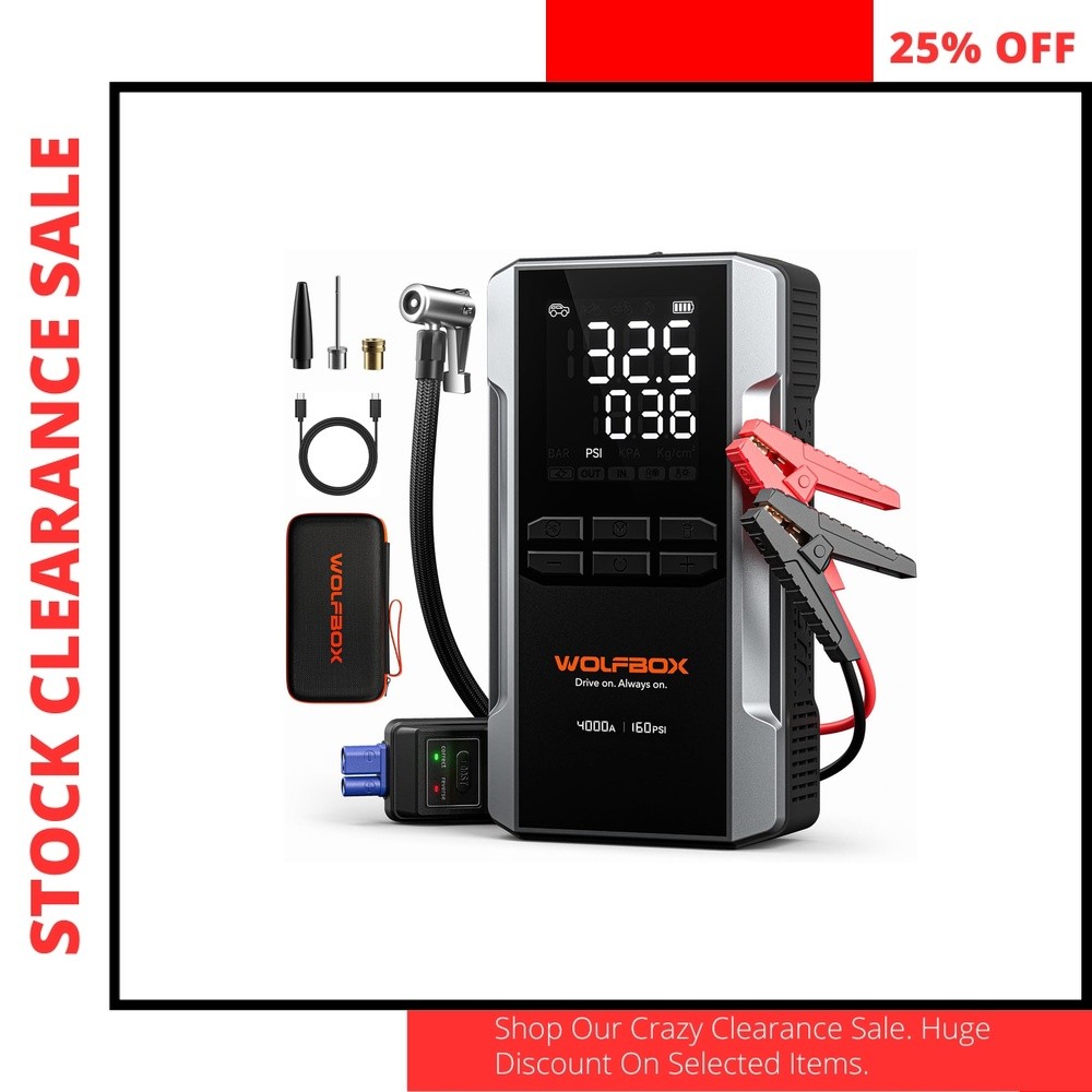 WOLFBOX 4000A Jump Starter Portable Air Compressor