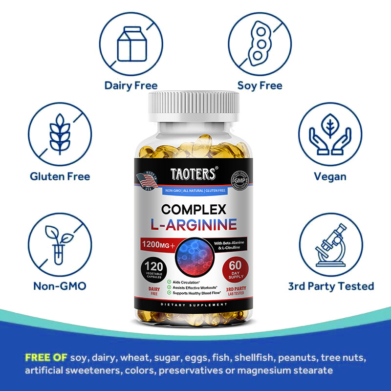 L-Arginin Complex 1200 MG, Extra Strength Nitric Oxide &Circulation Boost,60/120
