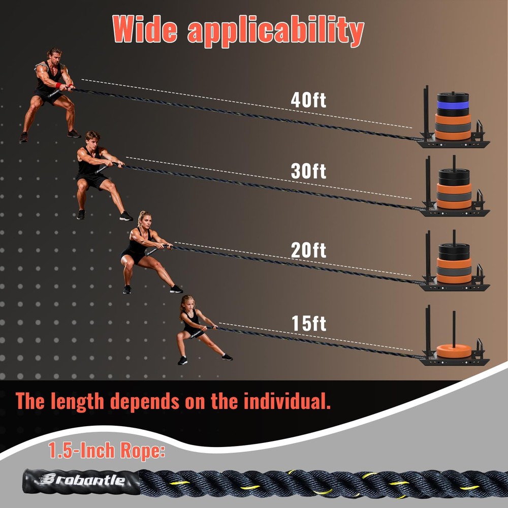 Weight Sled Pulling Rope 20FT, Trainer Physical Training Strength Rope for Wo