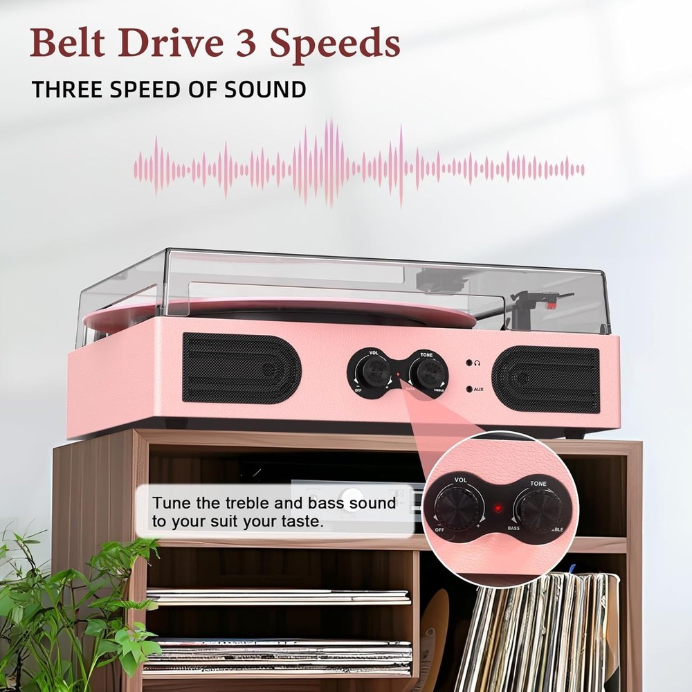 Vinyl Record Player Pink Stylish
