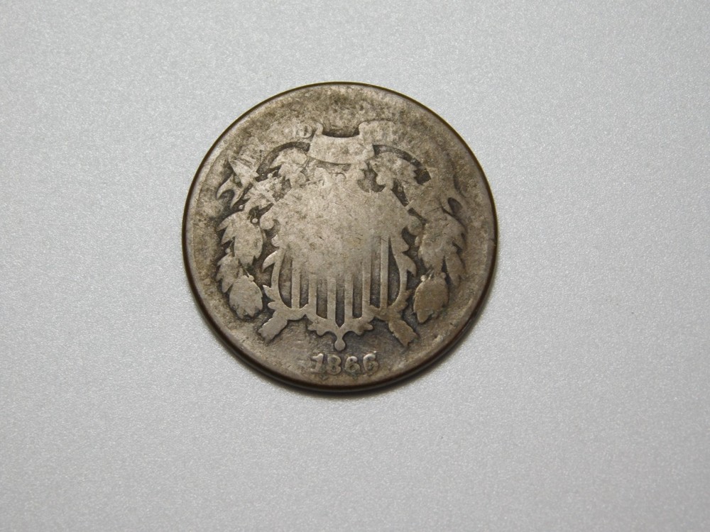RARE OLD WEST US COIN 1866 2 CENT PIECE