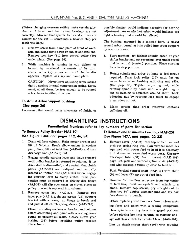 Cincinnati #2, #3, & #4 Model OM Dial Milling Machine Service Manual *37