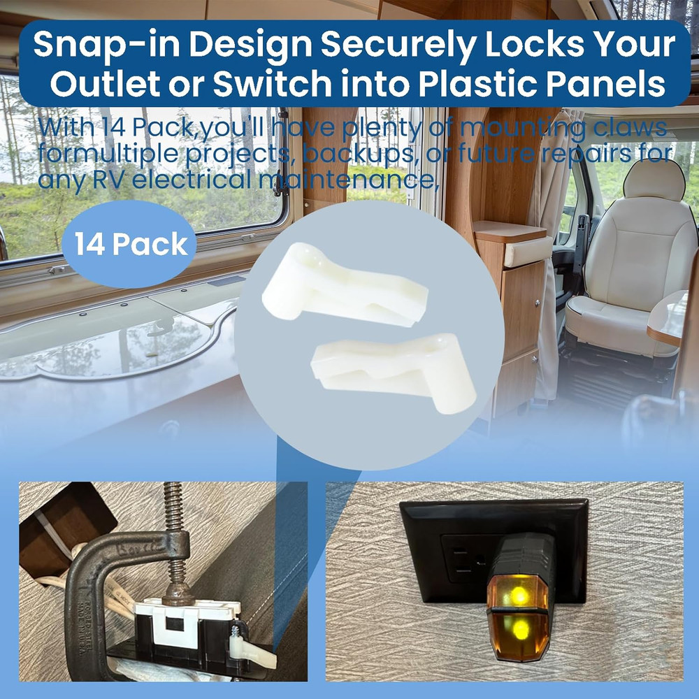 14 Pack Switch Socket Mounting Claws Plastic Outlet Mounting Tabs for Most Stand