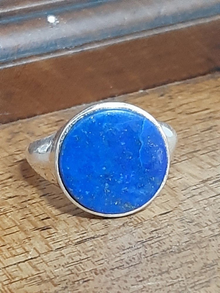 925 Men's Silver Ring Solitaire Seal Lapis Blue Lapis Ring Man $