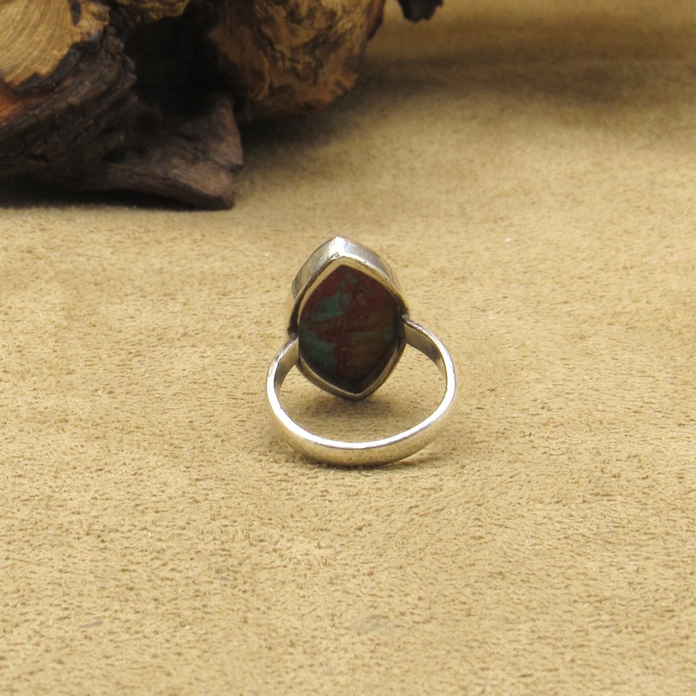 Sterling Silver Reconstituted Turquoise Ring Size 6