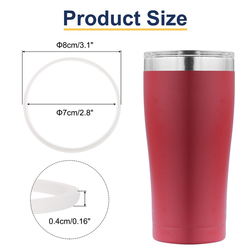 4pcs 40oz Replacement Silicone Lid Seals Ring (3", O-shaped, White)