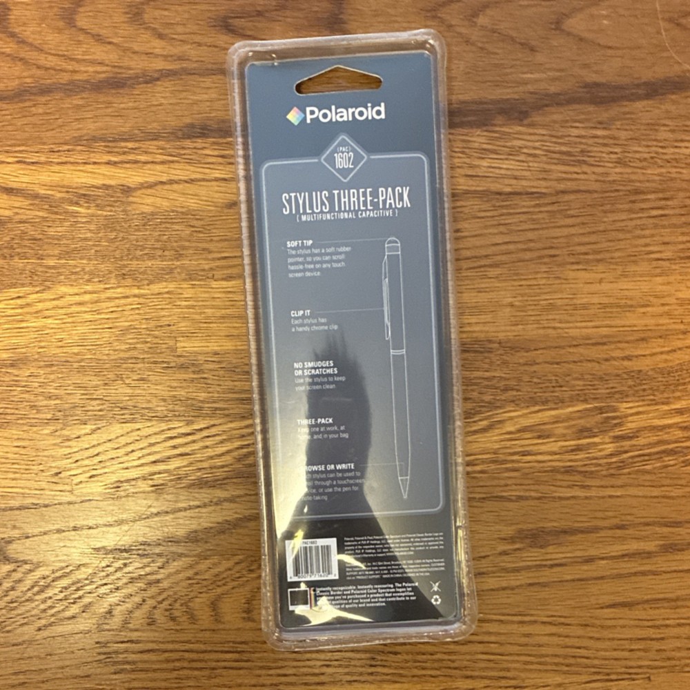 Polaroid Stylus Three-Pack Capacitive Soft Tip Clip Black Silver Blue