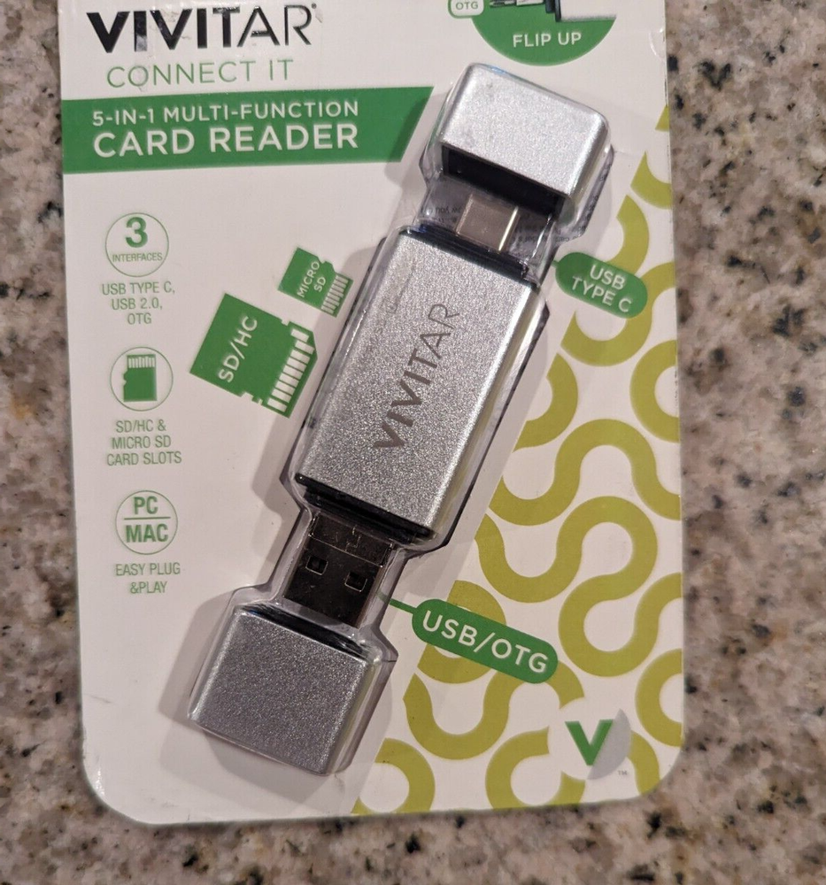 Vivitar 5-1 Multi Function SD Card Reader 3 Interfaces, PC MAC, Plug n Play,