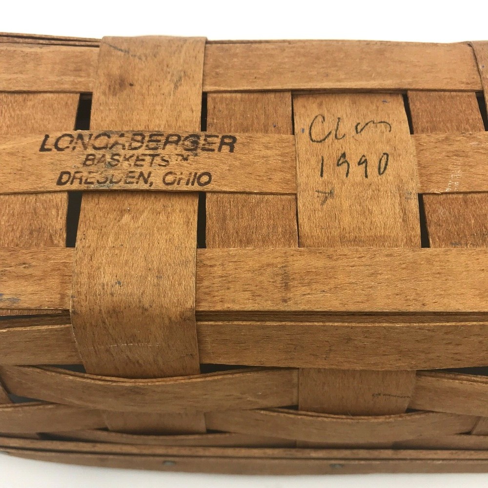 Longaberger Maple Handwoven 1990 Cracker Bread Fruit Basket Signed 11.5" x 5"