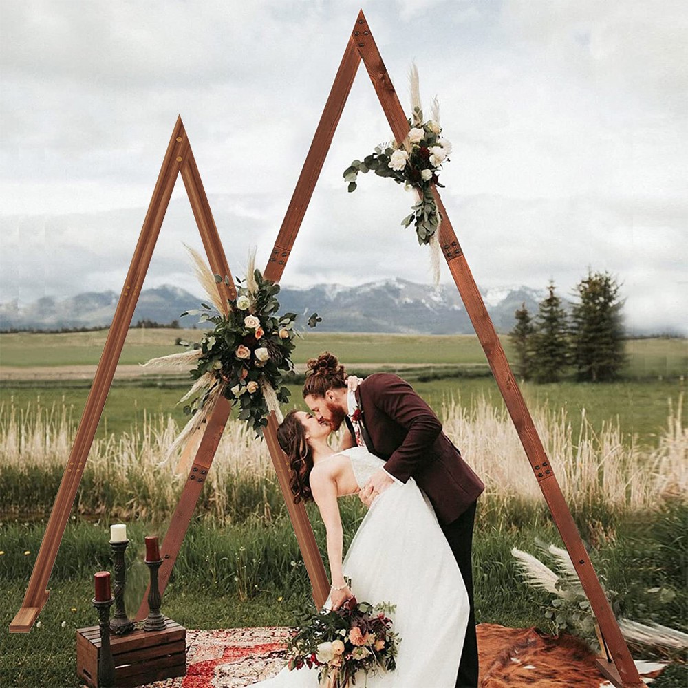 2 Pack Triangle Wooden Wedding Arch Oversized Ceremony Archway Backdrop Frame
