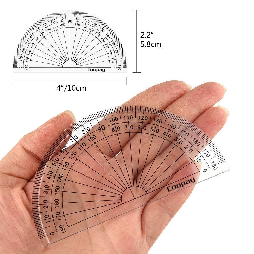 24 Pack Plastic Protractors Student Math Clear Protractor Set 180 Degrees for...