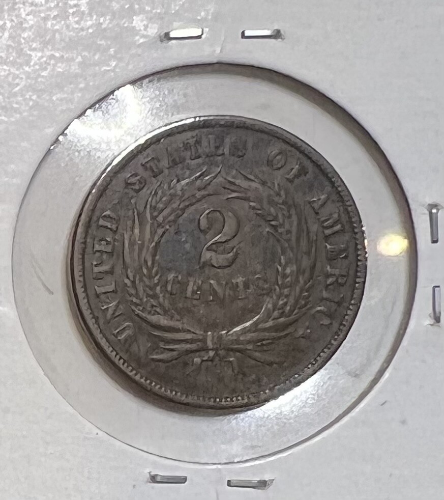 1864 Two Cent Piece Large Motto (We visible)