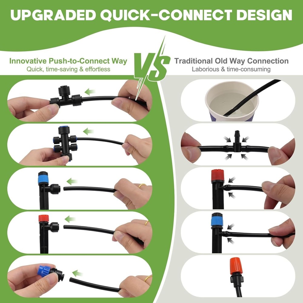 240FT Quick-Connect Drip Irrigation System, Automatic Garden Watering System Kit