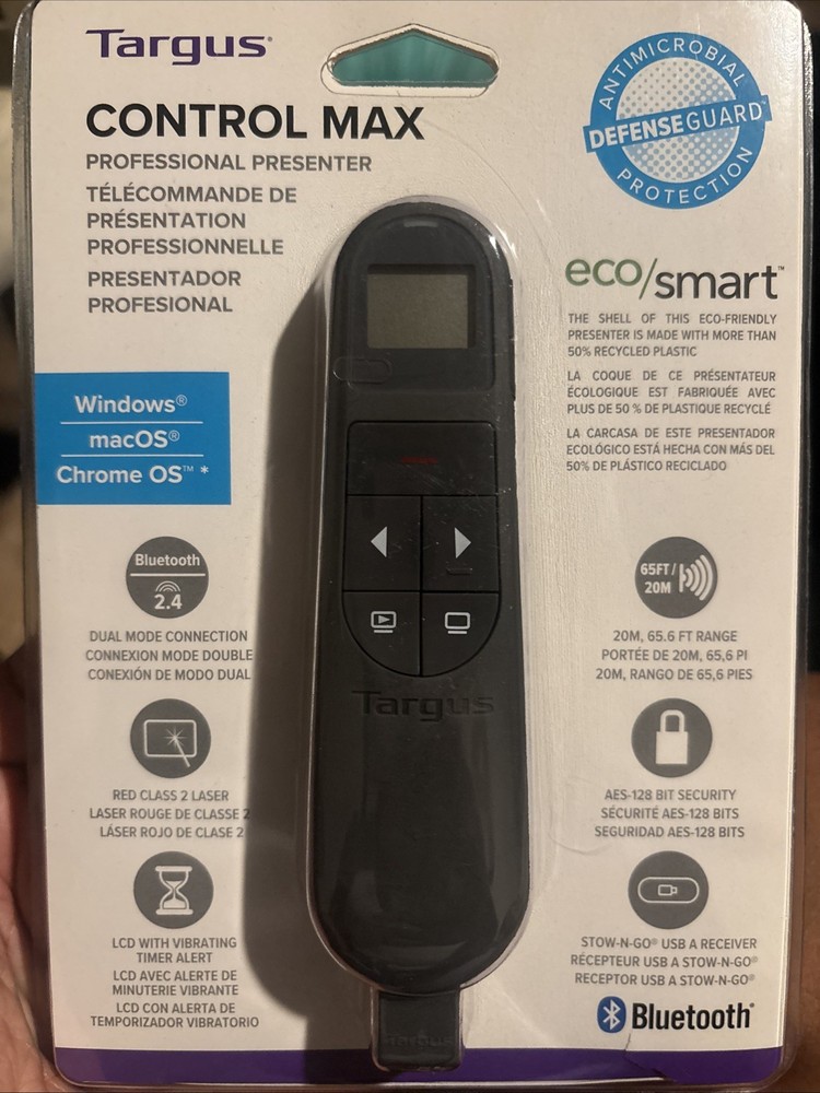 Targus Control Max Dual Mode Antimicrobial Laser Presenter with Timer